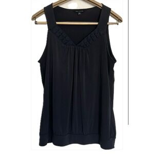 The Limited Womens Black‎ V-Neck Smocked Sleeveless Bubble Hem Tank Top Size M